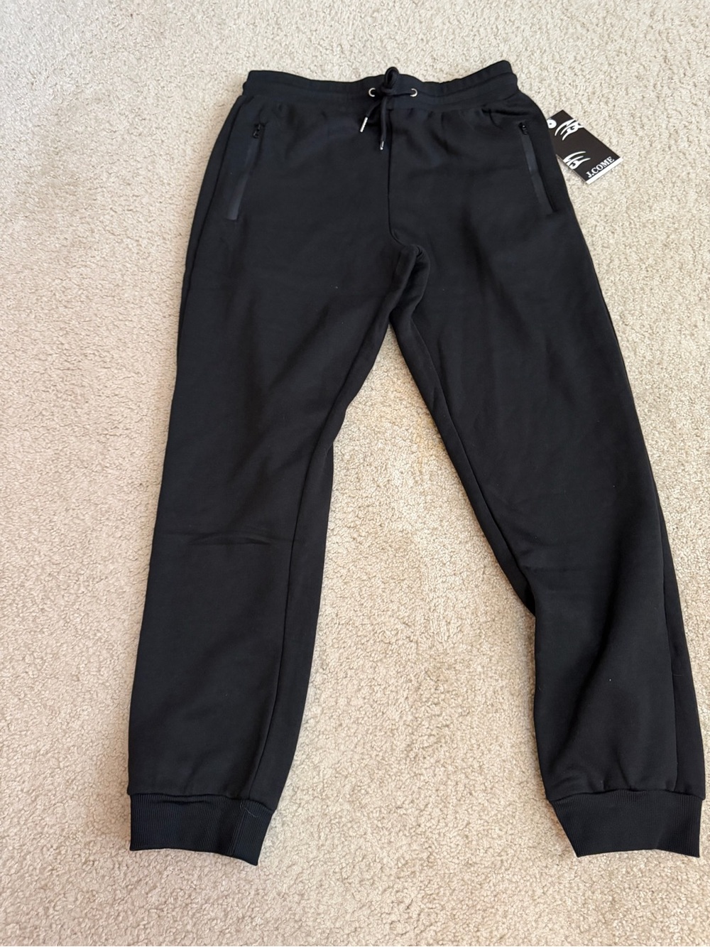 Mens Black Jogger Sweatpants with Zip Pockets